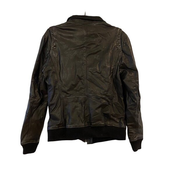 NEW Mackage Women's Bomber Jacket Coat Black Zip Up Flap Pockets Leather Medium - Picture 6 of 10